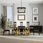 Modern Black Dining Chairs Set of 2, Upholstered High Back Dining Chairs with Stainless Steel Backrest and Legs, Luxury Dining Room Chairs for Kitchen Living Room Restaurant