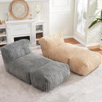 Bean Bag Chairs for Adults Giant Bean Bag Chair Memory Foam BeanBag Chair Bean Bag Sofa with Filler Faux Fur Fireside Beanbags Lazy Sofa for Living Room Bedroom Office (Grey, Large)