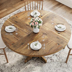 47" Round Dining Table for 4, Farmhouse Kitchen Dining Room Table, Brown | Circle Dinner Table, Kitchen Dining Room Furniture (Table Only)