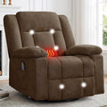 Korser Rocker Recliner Chair for Adults, 360° Swivel Rocker Recliner with Massage and Heating, Nursery Rocking Chairs with Side Pockets, Manual Reclining Chair for Living Room