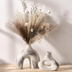 SIDUCAL Ceramic Vase Set of 2 for Minimalist Bohemian Decor | Irregular Hollow Donut Vases for Home Decor, Wedding, Living Room, Shelf, Office, Entryway, Mantel Decoration,Brown