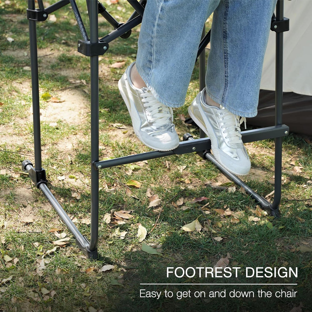 Portable 29" Seat Height Tall Folding Camping Chair High Foldable Directors Chair Bar Height Stool with Side Table and Storage Bag for Makeup Artist, Lawn,Craft Show,Supports 350LBS Black