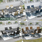 Patio Dining Table for 6,Large Rectangle Outdoor Table with Adjustable Umbrella Hole,63"x 38"x 28",Brown