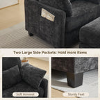 WUTUTUEE 57.5" Oversized Chaise Lounge with Ottoman Indoor, Grey Reading Chair with Ottoman & Sofa Bed, Chenille Upholstered Comfy Sleeper Chair for Living Room, Bedroom, Office