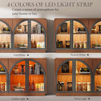 Sideboard Buffet Cabinet with Storage, 68" Walnut Credenza Accent Cabinet Buffet Table w/4 Arched Glass Doors & LED Light, Modern Coffee Bar Liquor Cabinet w/2 Shelves for Kitchen Entryway