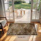Cheetah Print Entryway Rug 2x3 Area Rug Deep Brown Animal Leopard Thin Door Mat Non Slip Washable Small Floor Mat Carpet for Entrance Porch Indoor Outdoor (Deep Brown, 2'x3')