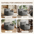 Bean-Bag Chair for Adults Teens - Large Corduroy Bean Bag Chairs with Back Support and Armrests, Adult BeanBag Lazy Sofa with Filler for Living Room, Bedroom, Reading, Grey