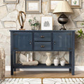 LKTART Farmhouse Sideboard Buffet Cabinet,Solid Wood Sideboard with Storage Drawers and Bottom Shelf, Buffet Cabinet Coffee Bar for Entryway Hallway Foyer,Easy Assembled (46.5" Navy Blue)