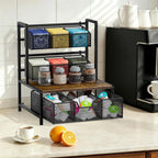 Tea Bag Organizer, 3 Tier Tea Bag Holder with Drawer, Tea Storage Chest for Countertop
