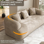 91" Boneless Couch,Cloud Couch,Chenille Curved Sofa with 3 Seater and 3 Pillows, Modern Compression Sofa for Living Room, Bedroom and Apartment, No Assembly Required, Light Brown