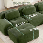 SoarFlash 81” Sectional Cloud Boneless Sofa Couches for Living Room-2 Seater L-Shaped Modern Lounge Couch-No Assembly Modular Corduroy Convertible Sponge Sleeper Sofas with Chaise for Home House,Green