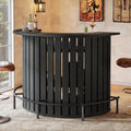 4-Tier Bar Table, 39.4" H Home Bar Unit with Footrest, Arc-Shaped Mini Bar Table, Modern Wine Bar Cabinet for Home Pub, Living Room, Black
