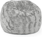 Jaxx Saxx 3 Foot Bean Bag Chair - Faux Fur, Silver
