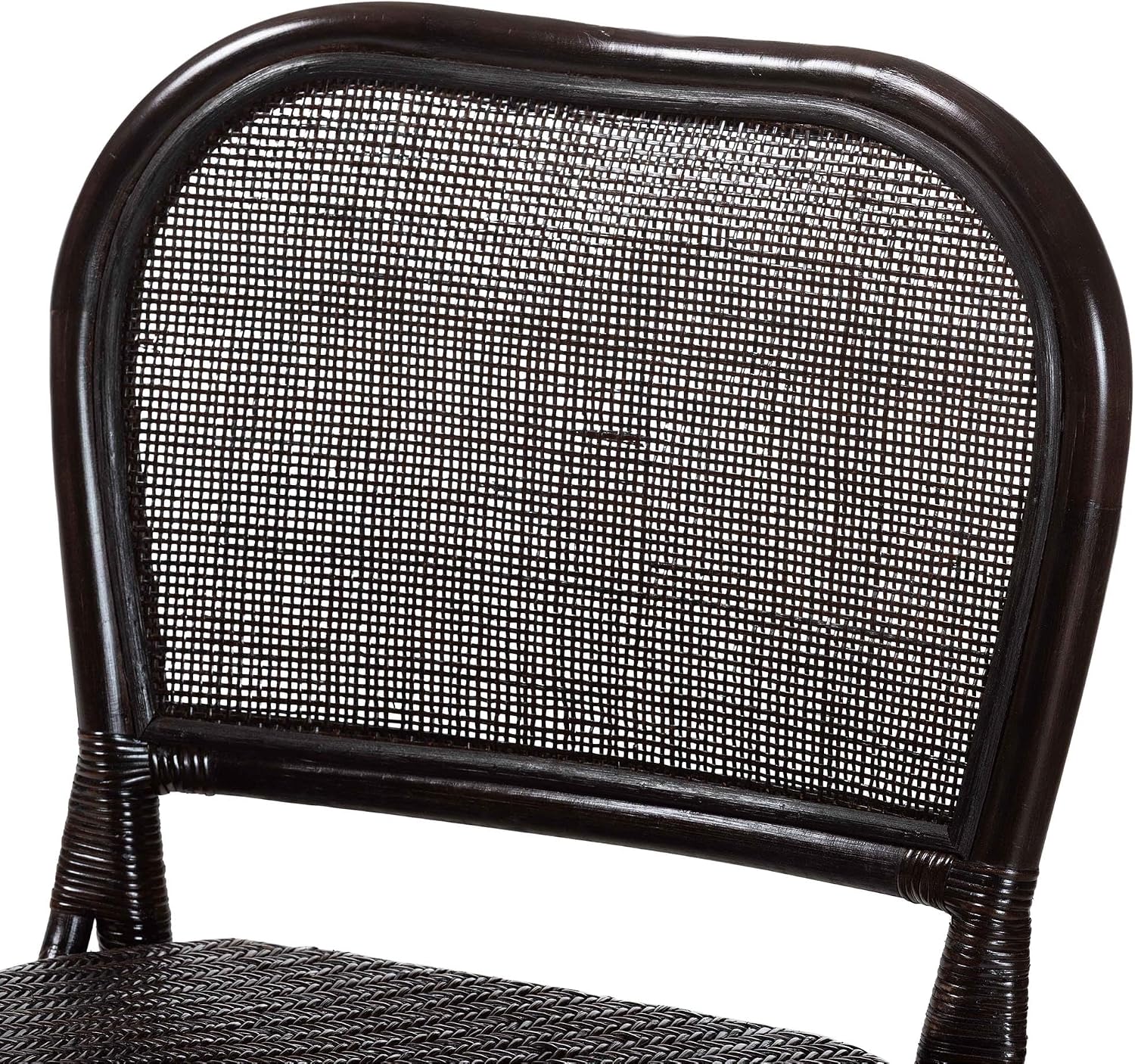 Bali & pari Irene Natural Rattan Counter Stool - Handwoven Wicker Accent Stool with Lattice Backrest for Kitchen Island Seating