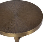 Kate and Laurel Engles Traditional Adjustable-Height Pedestal Drink Table; 10 x 10 x 30; Antique Brass; Vintage Round Indoor Metal Plant Stand with Embossed Sunburst Pattern
