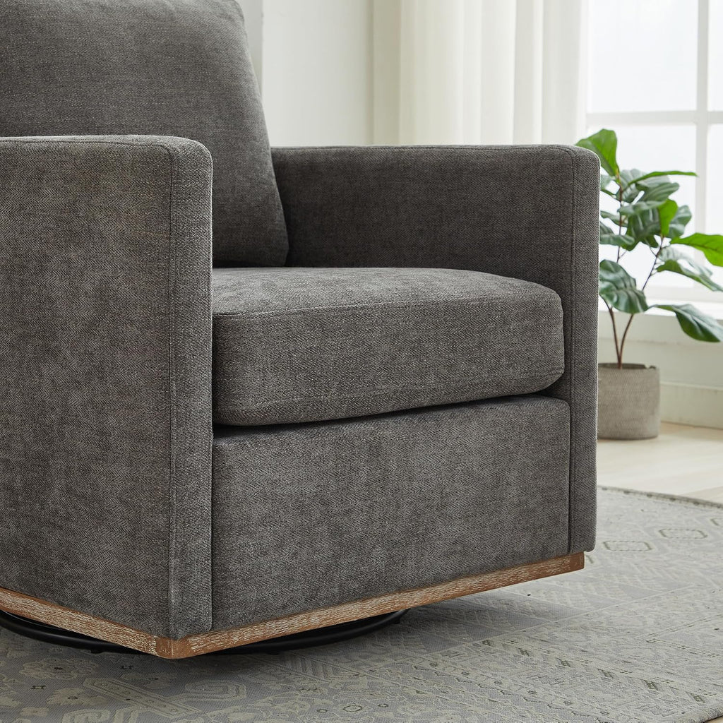 Swivel Accent Chair,30.7 Inch Wide Upholstered Square Comfy Lounge Armchair with 360 Degree Rotation,Ideal for Living Room, Bedroom, Apartment, Nursery Home Decor (Charcoal)