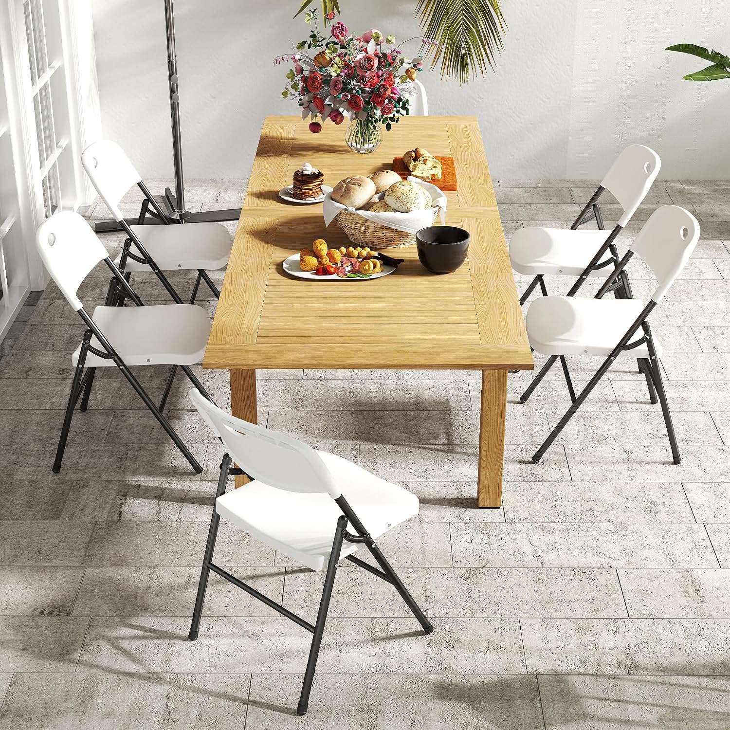 Real Relax Folding Chairs Set of 10, 650 Weight Limit Heavy Duty Large Backrest Folding Chair, Indoor and Outdoor Chairs for Wedding Backyard Activities White