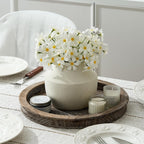 SIDUCAL Ceramic Decorative Flower Vase, 5.39 inch Pottery Farmhouse Rustic Vase, Small Terracotta Vases for Home Decor, Table, Living Room, Bathroom, Shelf, Mantel Decoration, Kiln-Fired White