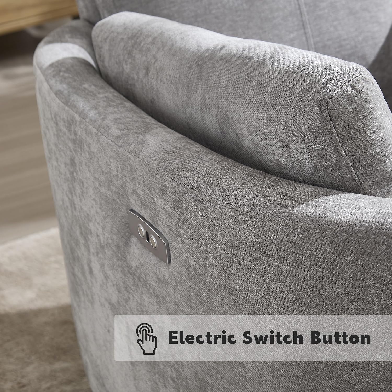 Power Recliner,Nursery Swivel Glider Rocking Chair with USB Port,Upholstered Adult Recliner Nursery Rocker Chair with 2 Pillows for Living Room Bedroom Nursery(Lightgrey, Power-Driven)