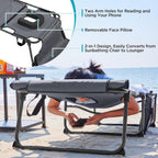 Yaheetech 5 Position Folding Tanning Chair, Outdoor Chaise Lounge Chair with Pad for Beach Patio Poolside Lawn(Gray)
