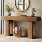 Solid Wood Console Table, 63-Inch Long Farmhouse Entryway Table, Sofa Console Behind Couch, for Foyer, Hallway, Living Room, Dark Brown