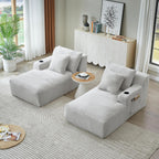 Eafurn Oversized Double Chaise Lounge Indoor with Cup Holders & Side Pocket, 71" Plush Corduroy Boneless Chaise Lounge Sofa with High Density Sponge & Deep High Seat Comfy Sleeper Couch Bed