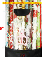Freegrace Gift Wrap Organizer | Large 9" x 40.9" Wrapping Paper Rolls Storage Bag | Tearproof & Space Saving Under Bed Gift Bag Organization (Black)