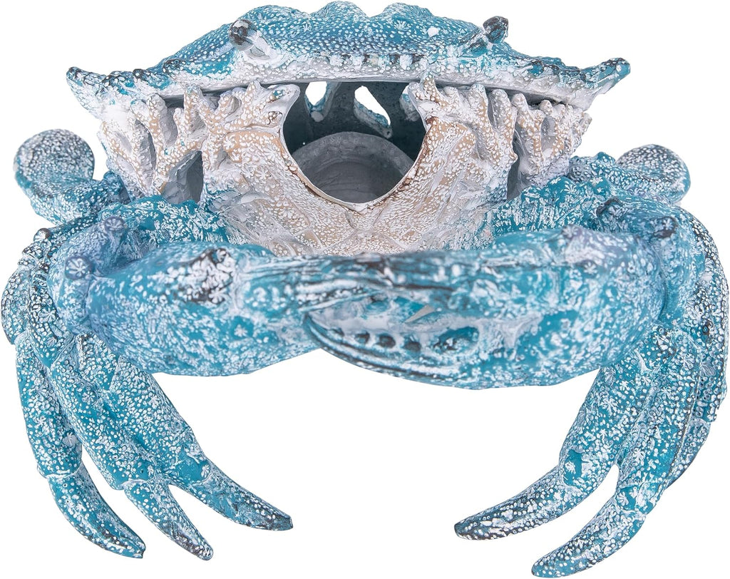 Coral Reef Crab Wine Bottle Holder Countertop Bar Single Wine Holder Nautical Coastal Decor (Aqua)