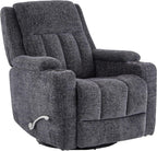 Swivel Rocker Recliner Chair with Dual Cup Holders, 360° Glider Rocking Nursery Armchair, Overstuffed Ergonomic Chenille Reclining Sofa for Living Room, Theater, Gaming, 360 lbs Capacity, Dark Grey