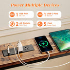 SUPERJARE 94.5 Inch Sofa Table with 2 Power Outlets and USB-C Ports, 5.9 Inch Narrow Console Table with Storage, Long Entryway Hallway Couch Table Behind Sofa, Small Spaces, Living Room, Rustic Brown