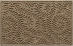 WaterHog Boxwood Front Door Mat Indoor Outdoor Entrance, Absorbent All-Weather Doormat with Non-Slip Rubber Backing, Dirt & Moisture Trapper, Low Profile & Easy Clean, Made in USA, 23"x36" Camel