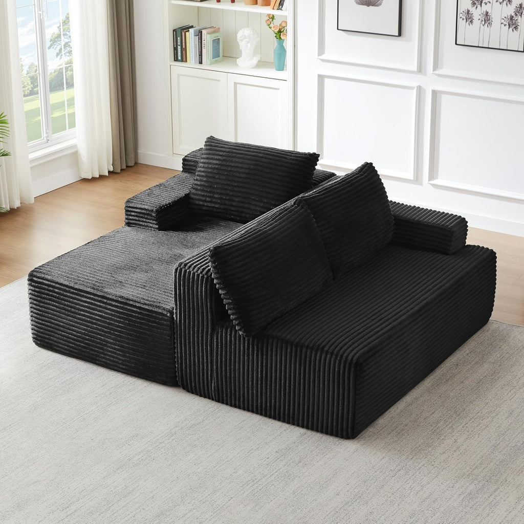 96" L Shaped Cloud Sectional Couch with Chaise, Deep Seat Modular Sectional Sofa Corduroy Memory Foam Sofa Boneless Couches for Living Room Bedroom, No Assembly Required | Breathable material