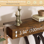 JUSTOGO 43.3" Console Table for Entryway, Industrial Sofa Table Entryway Table, Narrow Wood Accent Tables X-Shaped Metal Hallway Table for Living Room, Small Spaces, Entrance, Foyer, Rustic Brown