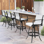Pellebant 30" Outdoor Bar Stools 6 Pcs, Swivel Bar Height Chairs with Sunbrella Fabric & Aluminum Frame, Rust-Proof Patio Barstools for Outside, Augustine Oyster