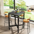 Wisfor Sintered Stone Bar Table: Black Mixed Grey Counter Height Dining Tables with Black Metal Frame - High Top Pub Bartables for Narrow Spaces (Square-Black)