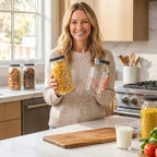 Wide Mouth Mason Jars 64 oz [2-Pack] with Airtight Lids – Large Glass Storage Jars for Pasta, Cookies, Dry Goods & Infused Water | BPA-Free Leak-Proof Lids