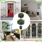 3Ft-35'' Artificial Boxwood Double Ball Topiary Trees,2PACK Faux Topiaries Tree Store Garden Indoor&Outdoor for Porch Home Decor