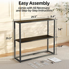 TIQLAB Small Entryway Table, 29.5" Narrow Console Table with Shelves, Sofa Table, Couch Table, Side Table, Entry Table for Hallway, Living Room, Small Space, Black