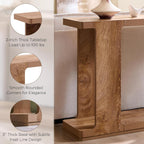 OKD 63 Inch Modern Entryway Console Table, 2-Tier Long Sofa Table Behind Couch with Curved Edge, Wood Farmhouse Narrow Entry Table for Hallway, Living Room, Foyer, Entrance, Light Tree Knot