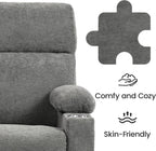 FiveWillowise Power Rocking Chair Nursery with Adjustable Armrests&Headrest, Glider Recliner Chair, Swivel Reading Chair with Electric Lumbar Support, Cup Holder, Nightlight and USB Ports, Grey