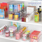 primebox Plastic Clear Stackable Storage Bins with Lids. Great for Pantry or Kitchen Organization. Fridge Organizer Containers. Cabinet, Bathroom Organizer. 6 Pack