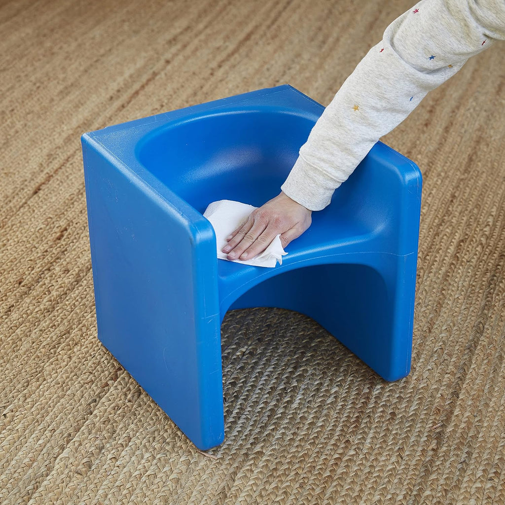 ECR4Kids Tri-Me Indoor/Outdoor 3-in-1 Plastic Multipurpose Cube Chair, Flexible Seating, Blue