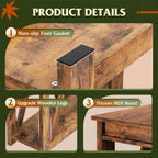 WLIVE Farmhouse End Table, Narrow Side Table with Charging Station, Slim End Table, Side Table for Bedroom, Living Room, Small Spaces, 2 USB and 2 Power Outlets, Rustic Brown