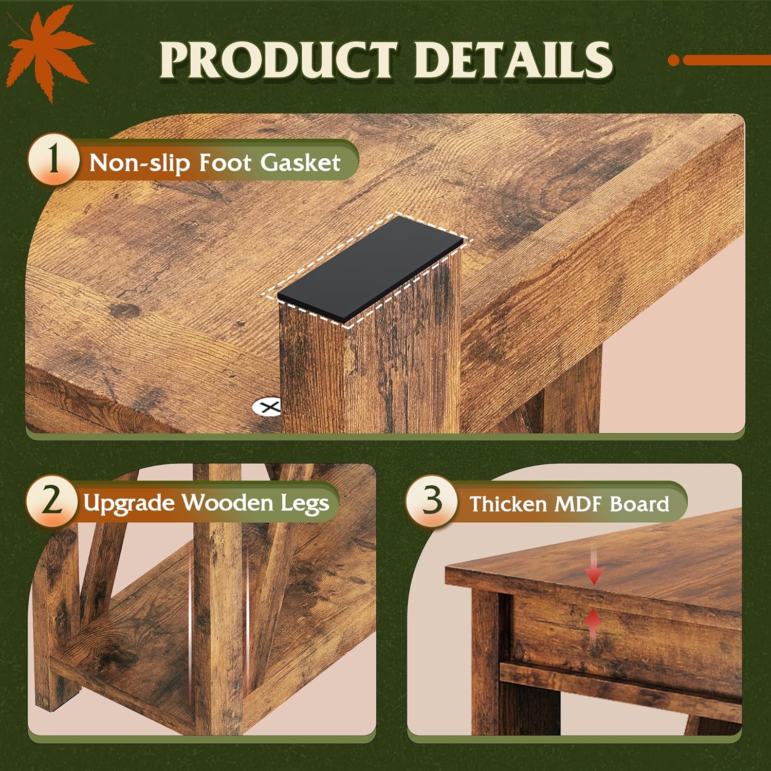 WLIVE Farmhouse End Table, Narrow Side Table with Charging Station, Slim End Table, Side Table for Bedroom, Living Room, Small Spaces, 2 USB and 2 Power Outlets, Rustic Brown