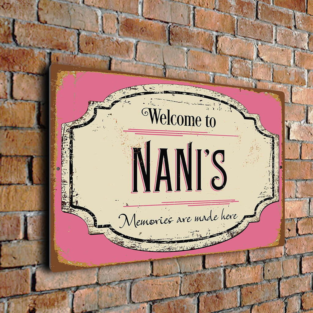 Welcome to Nani’s Sign – Vintage Kitchen Wall Plaque – Durable Aluminium Composite – UV-Protected Fade-Resistant Print – Indoor/Outdoor Home Décor Gift for Nani