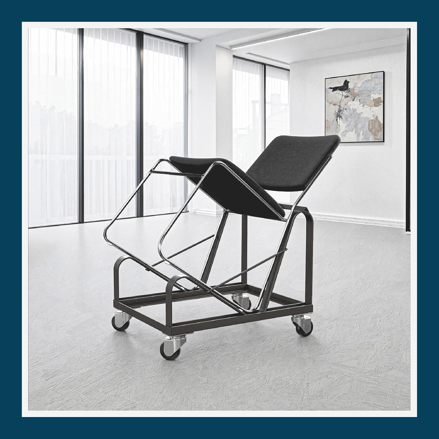OEF Furnishings OEFDY86 Stack Chair Dolly, Heavy Duty Steel Cart (Vertical Cradle, Fits OEF8600 Series and Similar Sized Stack Chairs, 1100 lb Weight Capacity, Swivel Casters)