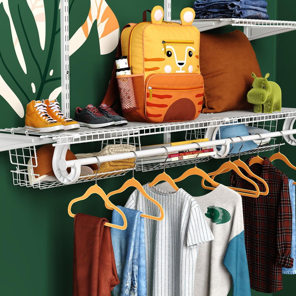 ClosetMaid Hideaway Hanging Wire Shelf for Closets, Pantries, Laundry Rooms, 6.89" H x 15.45" W x 7.78" D, White, 6-Pack