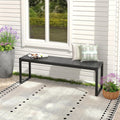 53" Outdoor Bench, Patio Backless Garden Bench with Metal Frame for Porch, Entryway, Lawn, Backyard, Black