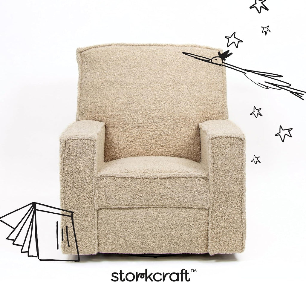 Storkcraft Texas Nursery Power Recliner Swivel Glider – Oeko-TEX 100 Certified, Nursery Rocking Chair with Push-Button Electronic Recline Function, USB-A and USB-C Charging Ports (Vanilla Sherpa)