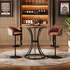 Tribesigns 37.4" H Bar Table, Round Bar Table with Curved Metal Base, Bar Height Table for Small Spaces, Living Room, Kitchen, or Apartments (Brown & Black) (1)